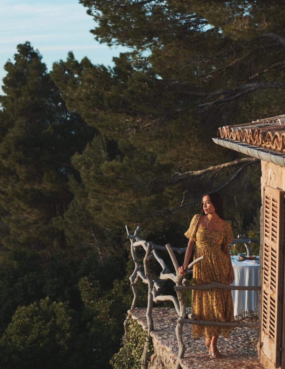 облекло Boden макси рокля с деколте синапено семе и ливадна есен Жени LL689