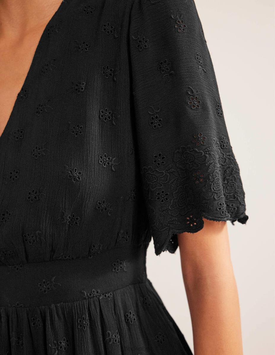 облекло Boden макси рокля broderie черен Жени LL681235