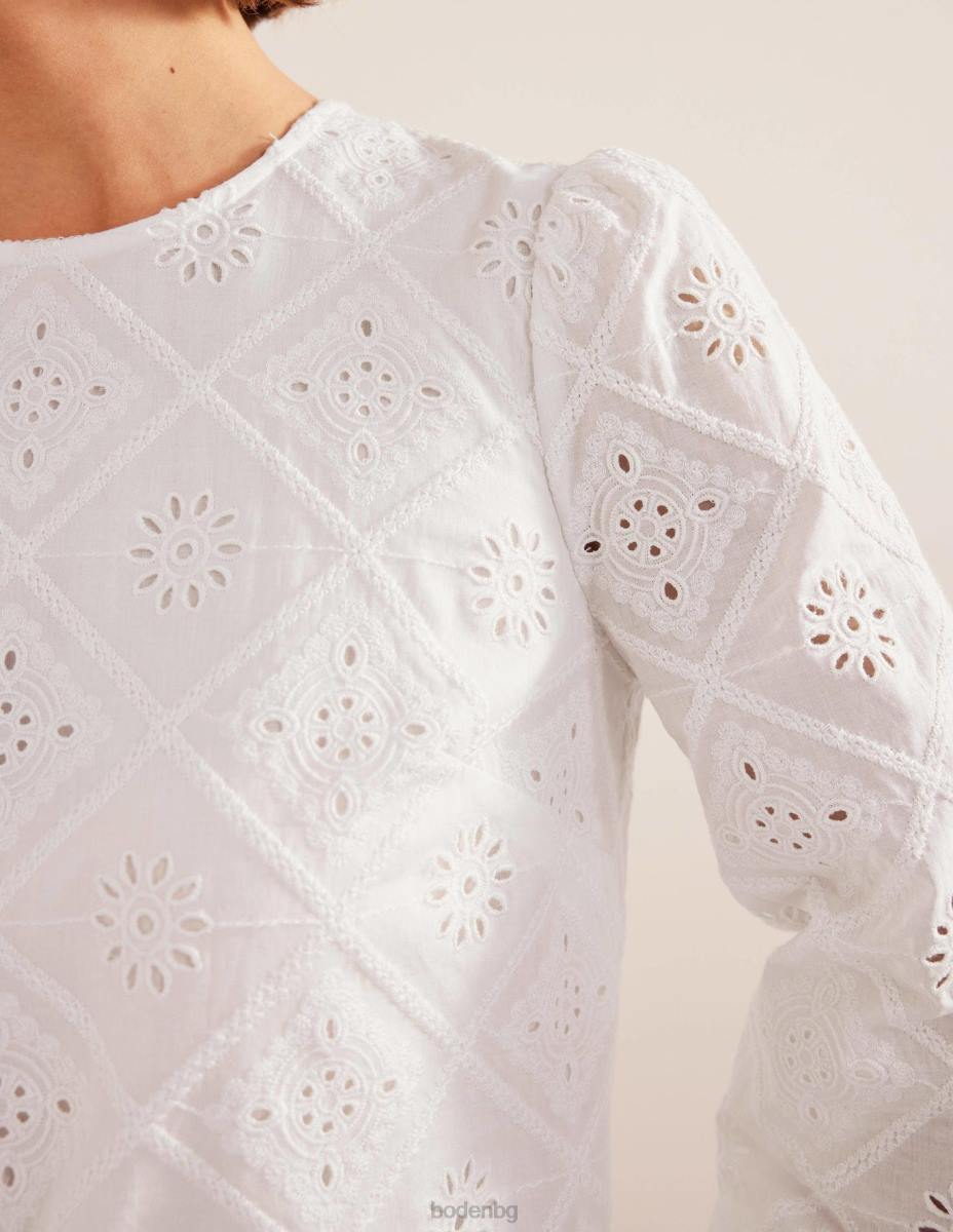 облекло Boden мини рокля broderie бяло Жени LL681410