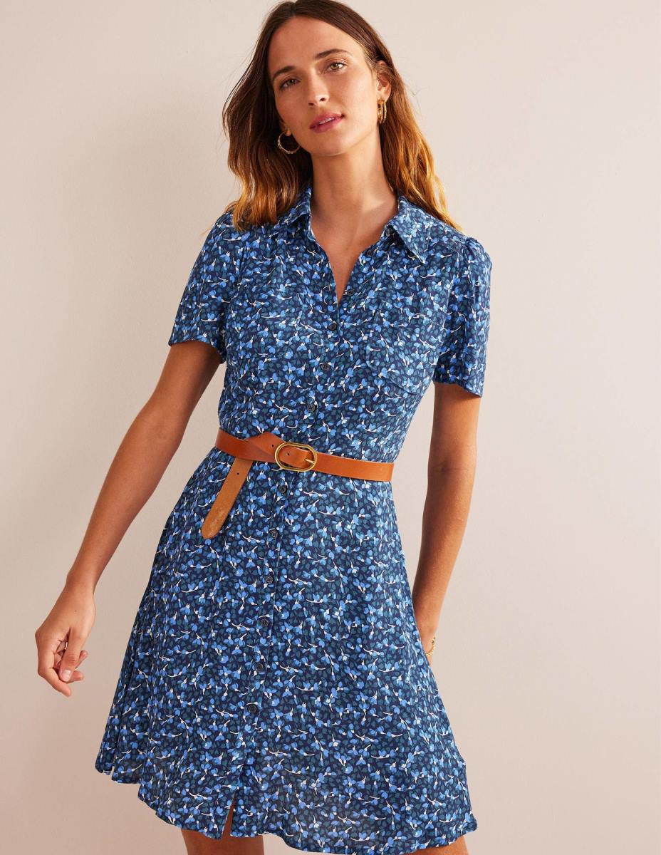 облекло Boden рокля с риза clara френски флот и флора Жени LL6848
