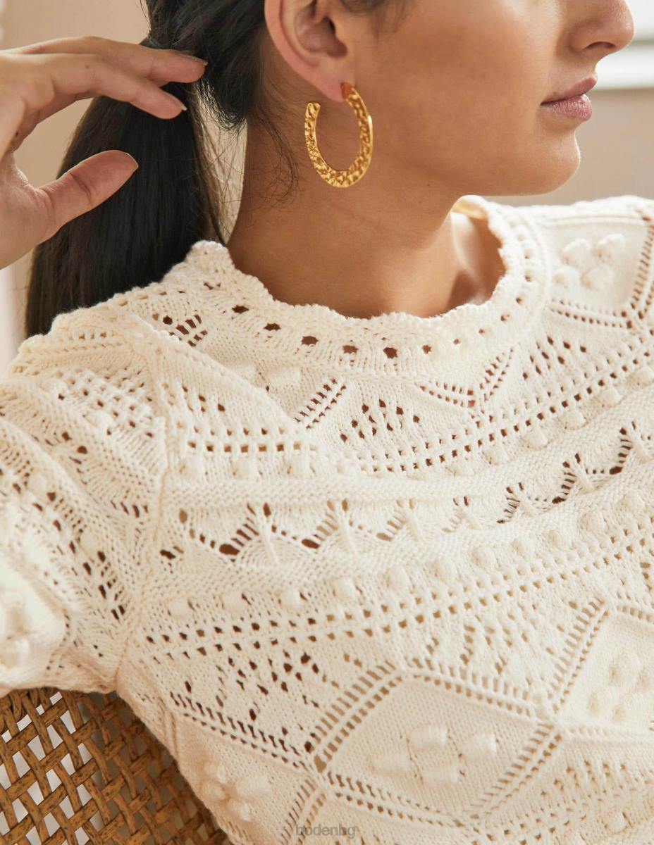 облекло Boden плетена рокля claudia с текстура слонова кост Жени LL682281