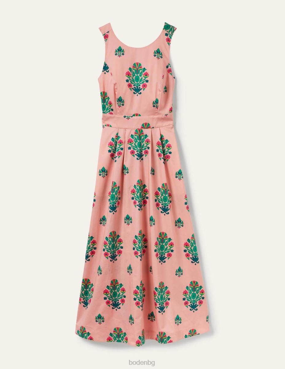 облекло Boden миди рокля с детайли на гърба elsa печат за млечен шейк и букет Жени LL682406