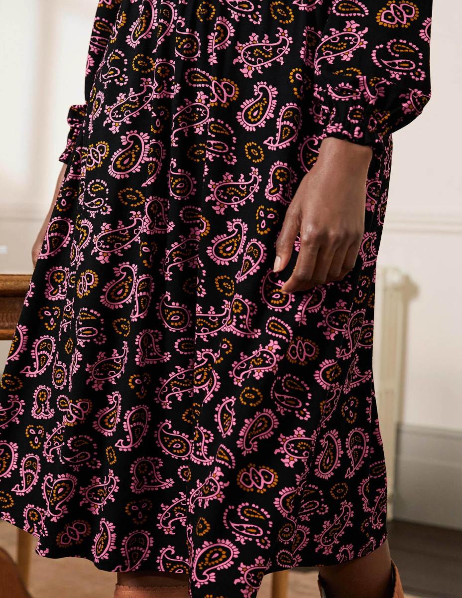 облекло Boden миди рокля от трико evelyn азалия и сложен пейсли Жени LL682394