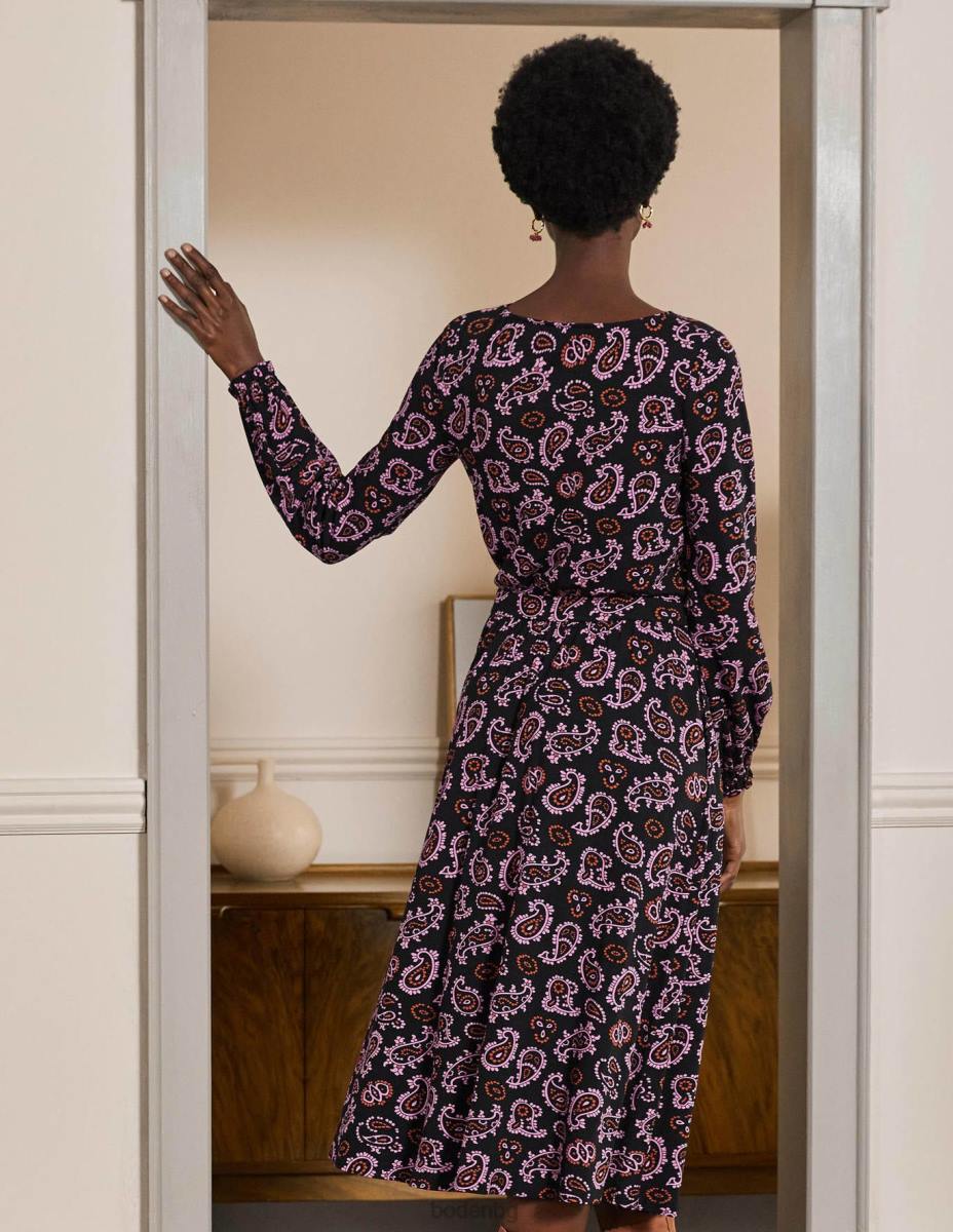 облекло Boden миди рокля от трико evelyn азалия и сложен пейсли Жени LL682394