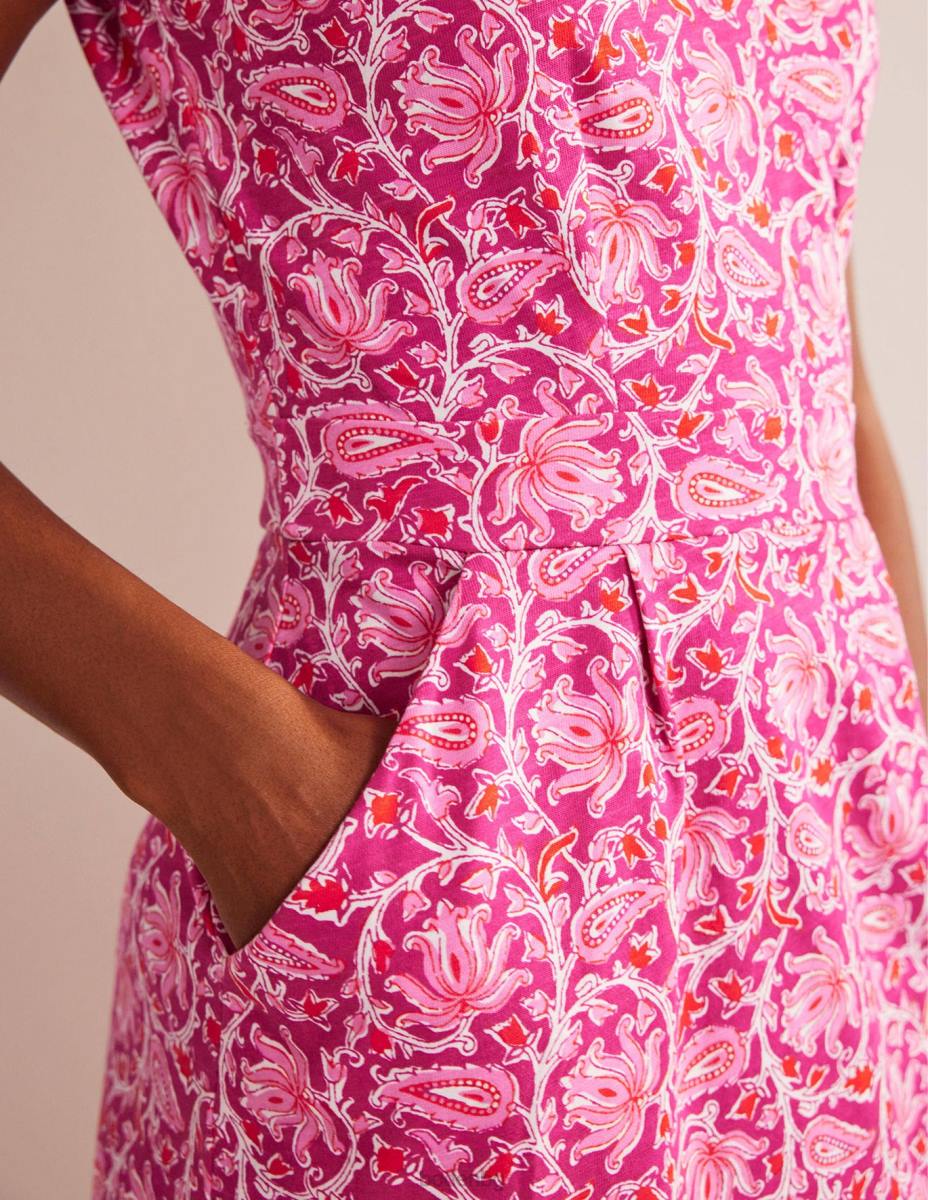 облекло Boden рокля от трико florrie малина и ботаническа лоза Жени LL6893