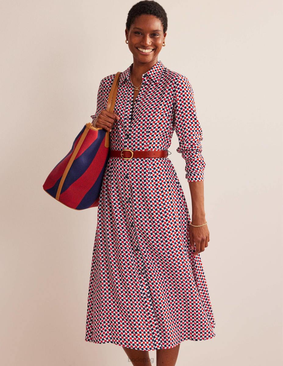 облекло Boden миди рокля с риза kate фиеста портокал и диамант Жени LL6845