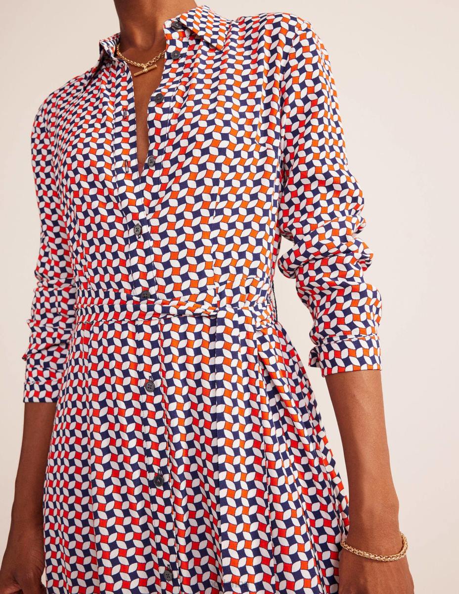 облекло Boden миди рокля с риза kate фиеста портокал и диамант Жени LL6845