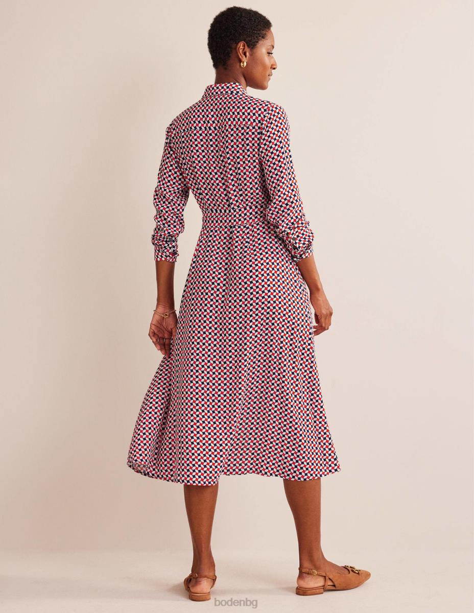 облекло Boden миди рокля с риза kate фиеста портокал и диамант Жени LL6845