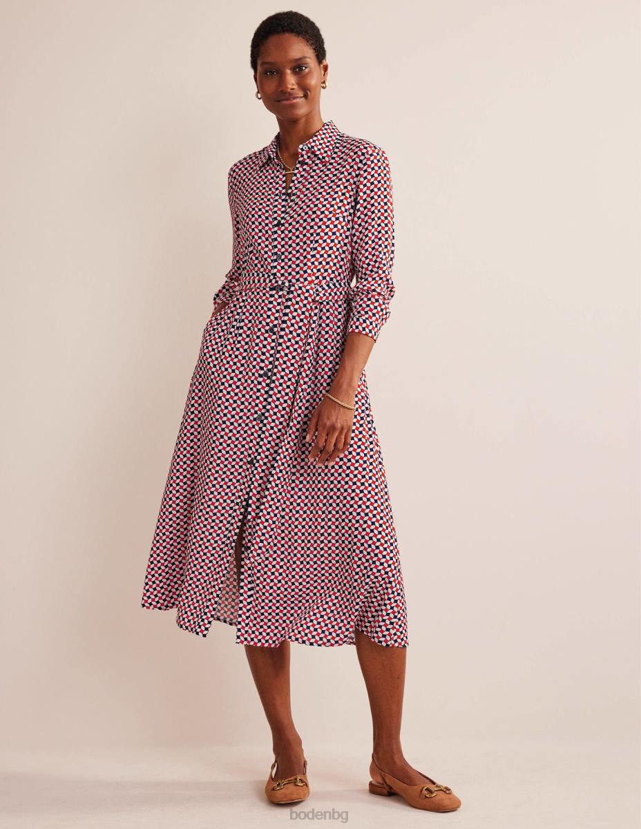 облекло Boden миди рокля с риза kate фиеста портокал и диамант Жени LL6845