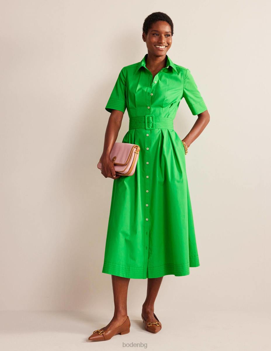 облекло Boden миди рокля с риза pippa ярко зелено Жени LL6851