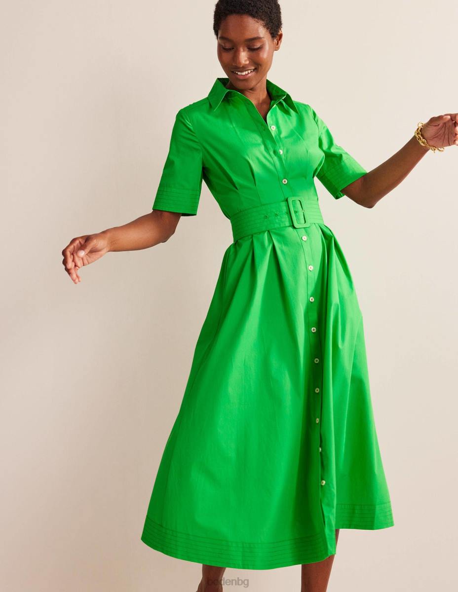облекло Boden миди рокля с риза pippa ярко зелено Жени LL6851