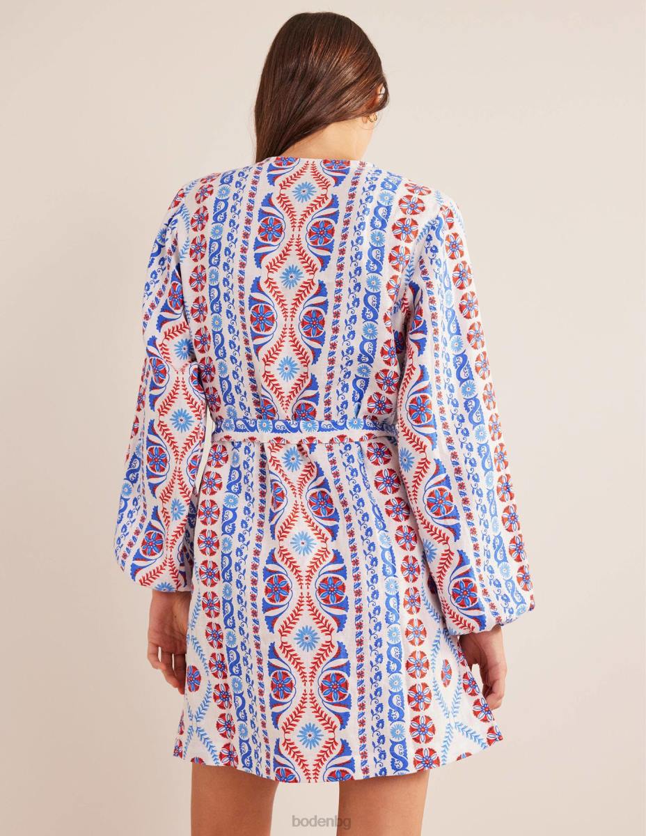 облекло Boden мини кафтан с v-образно деколте и талия ливадна пролет и богата ивица Жени LL681139