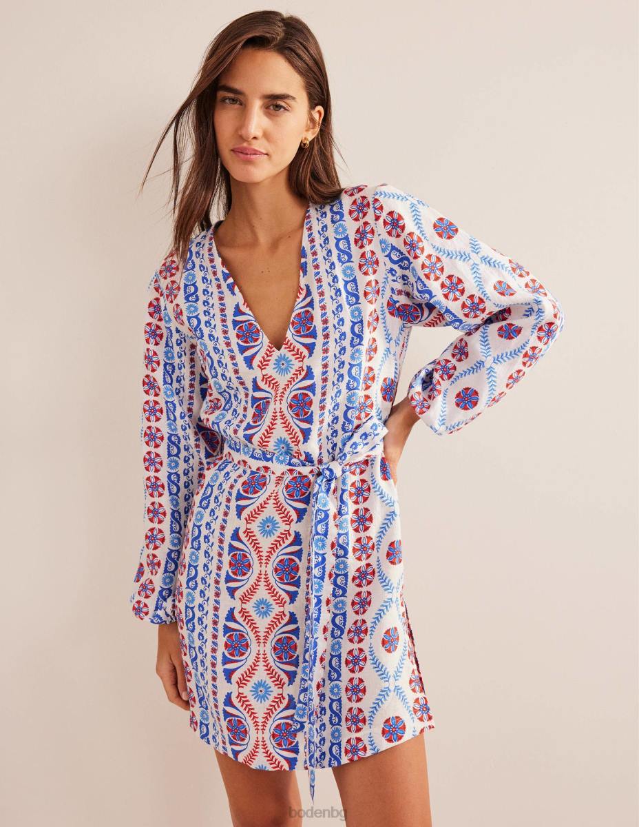 облекло Boden мини кафтан с v-образно деколте и талия ливадна пролет и богата ивица Жени LL681139