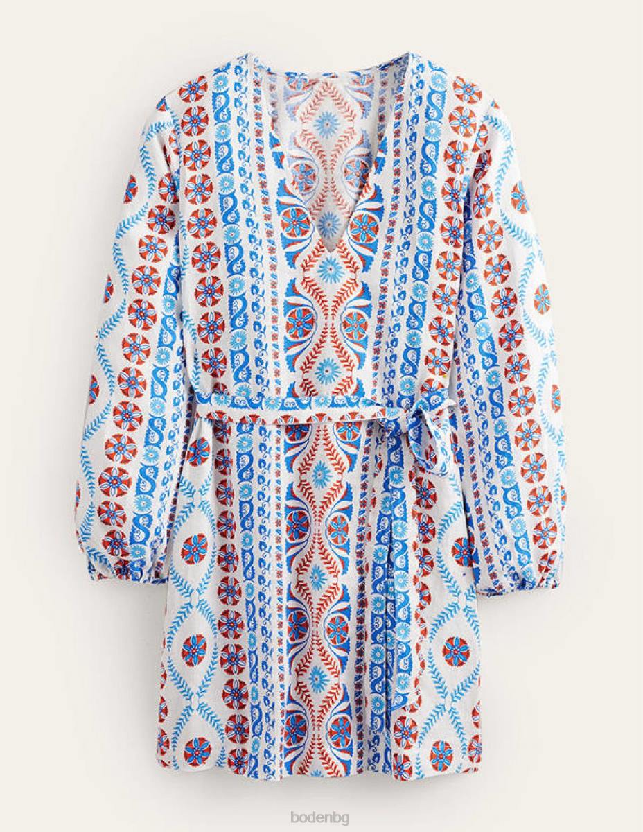 облекло Boden мини кафтан с v-образно деколте и талия ливадна пролет и богата ивица Жени LL681139