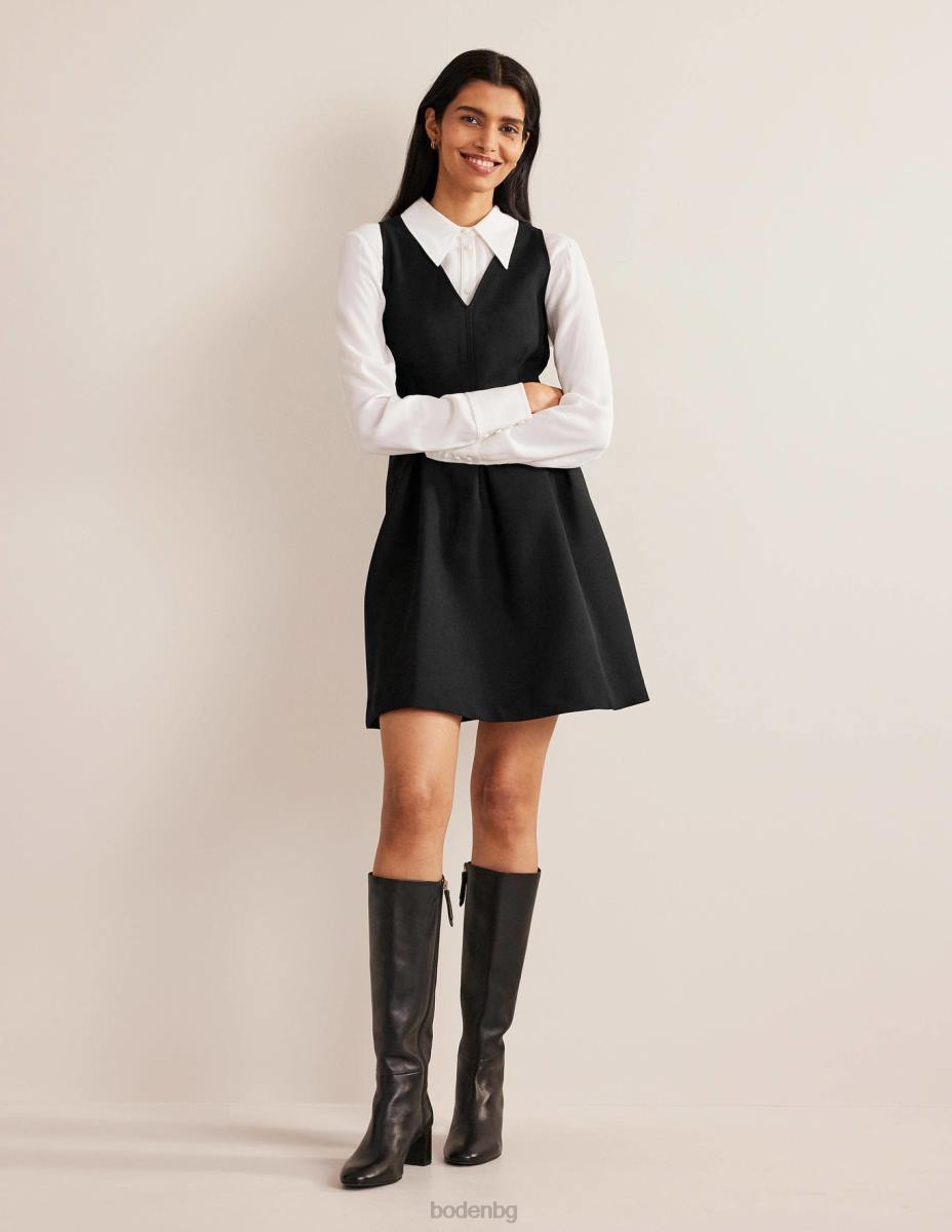 облекло Boden скейтърска мини рокля с v-образно деколте черен Жени LL681372