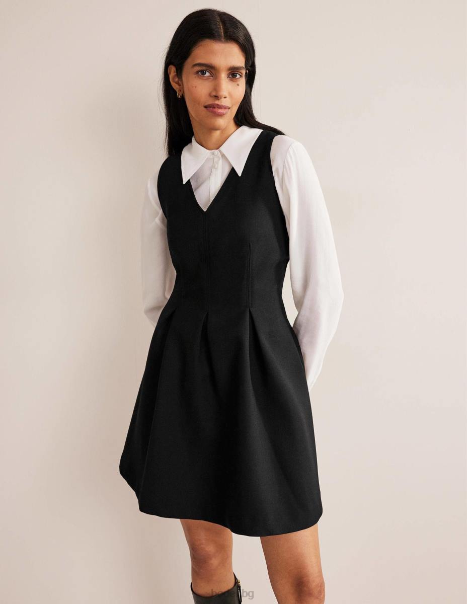 облекло Boden скейтърска мини рокля с v-образно деколте черен Жени LL681372