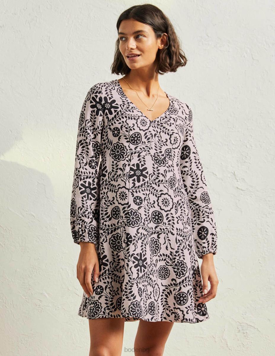 облекло Boden мини рокля с v-образно деколте разкошна градина със слонова кост и черно Жени LL681901