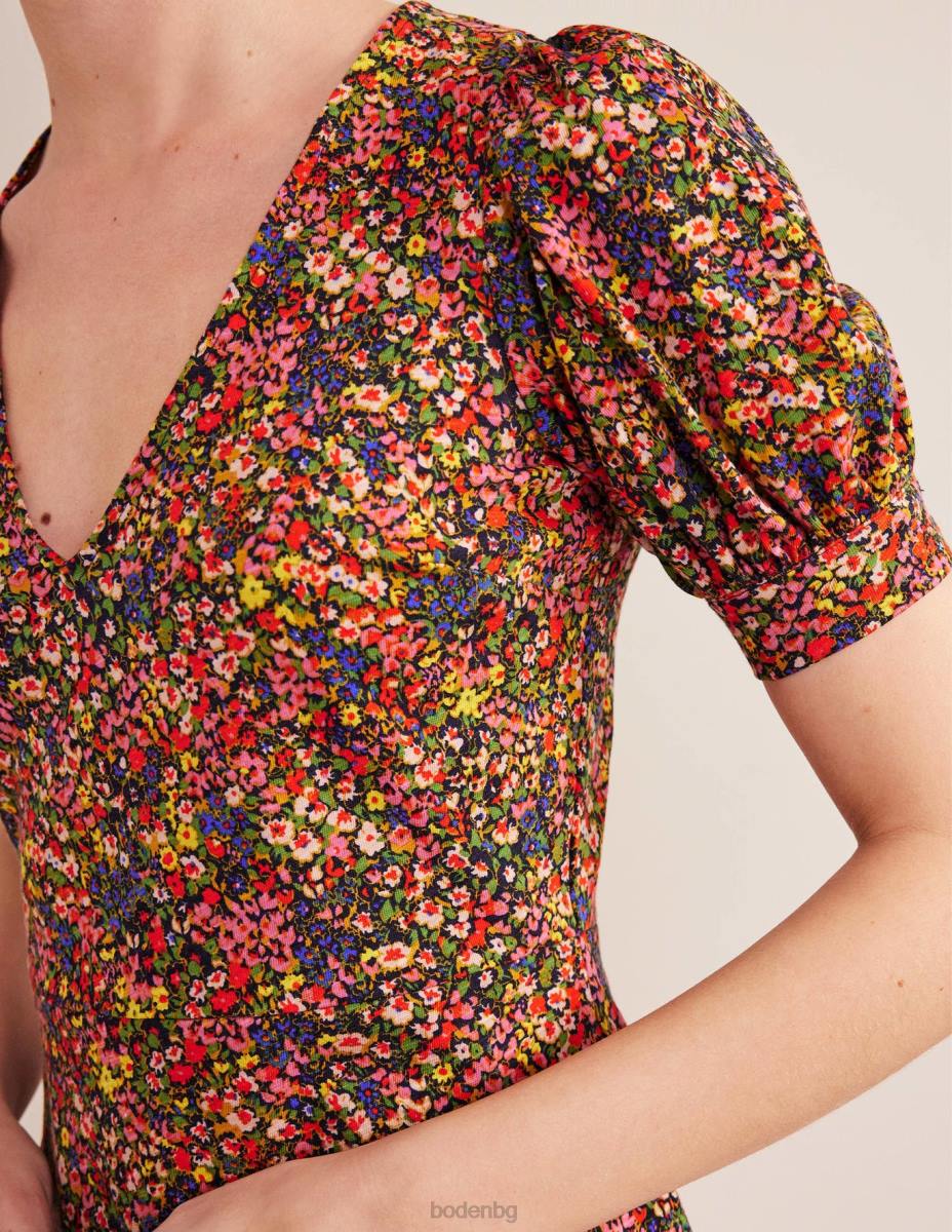 облекло Boden мини рокля от трико с v-образно деколте мулти и венчелистче от гардения Жени LL682481