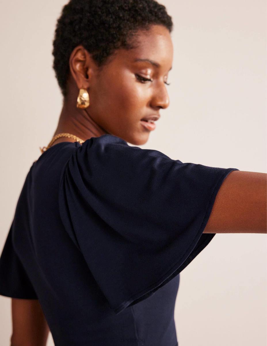 облекло Boden миди рокля от трико с v-образно деколте военноморски флот Жени LL687