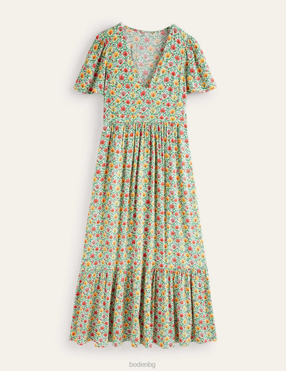 облекло Boden макси рокля с v-образно деколте зелен и пленителен цвят Жени LL68937