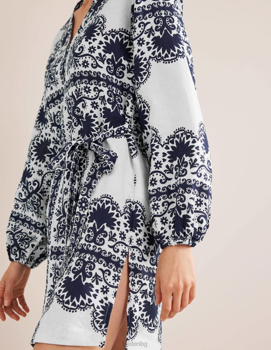 облекло Boden мини кафтан с v-образно деколте и талия Navy & Milos тераса Жени LL681184