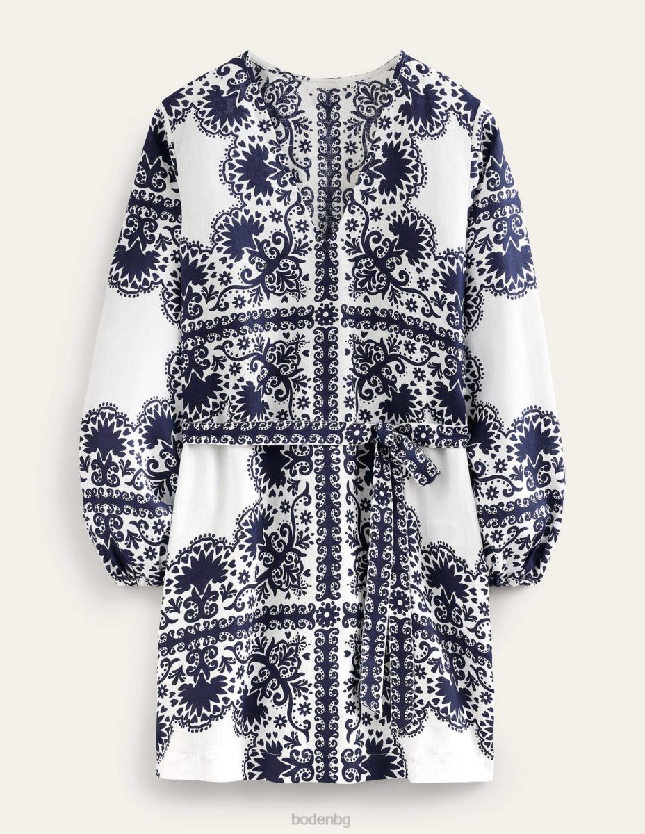 облекло Boden мини кафтан с v-образно деколте и талия Navy & Milos тераса Жени LL681184