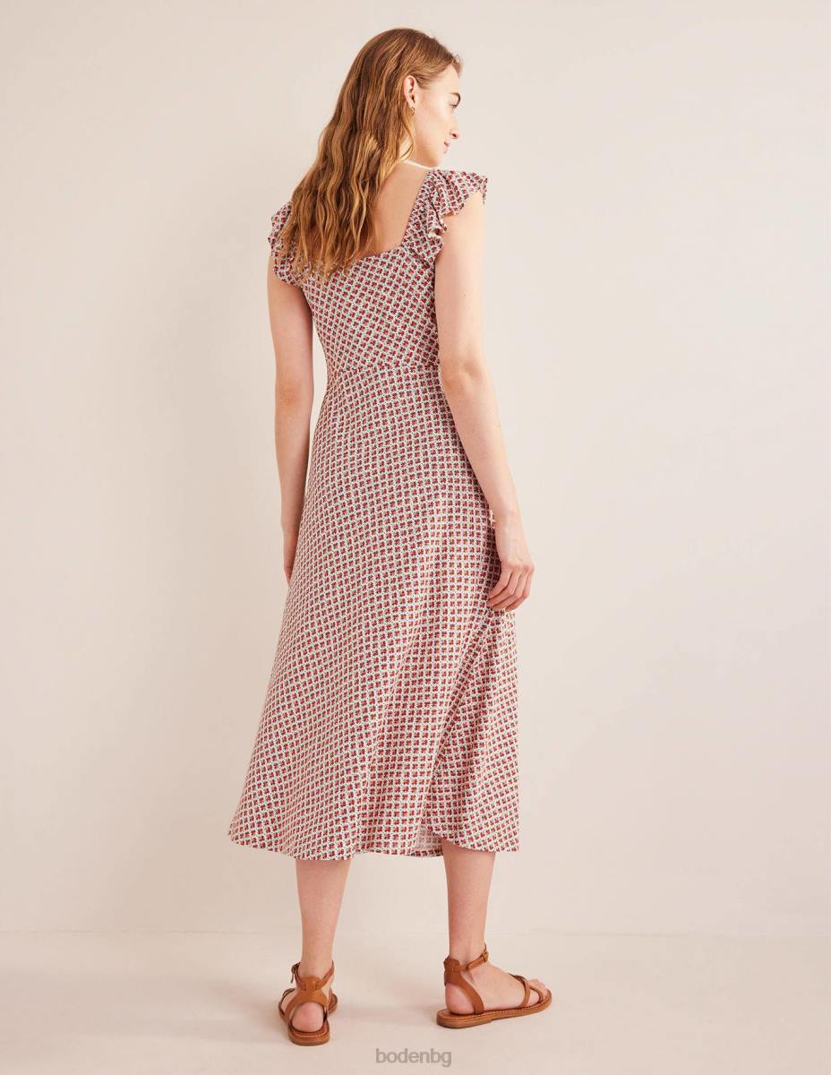 облекло Boden миди рокля от трико с волани vermillion & цъфтяща пъпка Жени LL681055