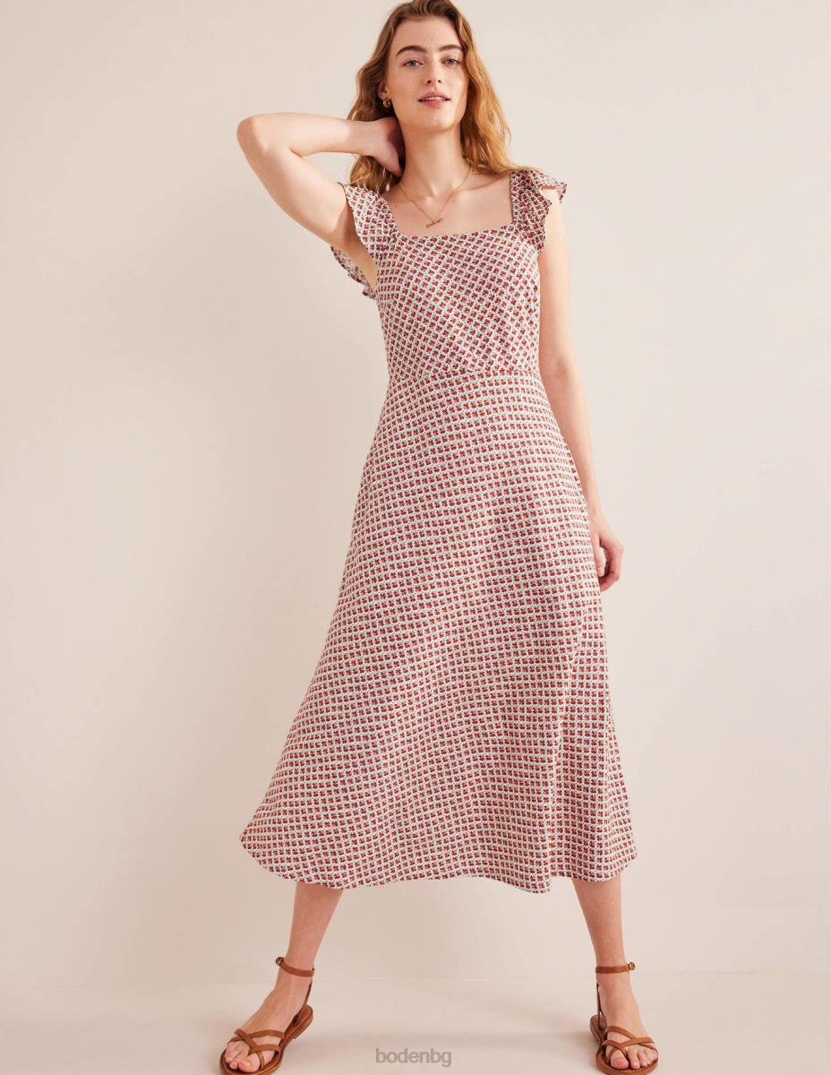 облекло Boden миди рокля от трико с волани vermillion & цъфтяща пъпка Жени LL681055