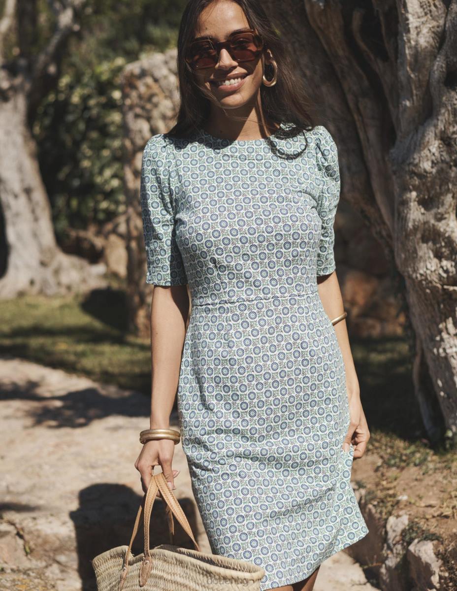 облекло Boden рокля от трико на zoe егейско синьо и слънчогледово клонче Жени LL6823