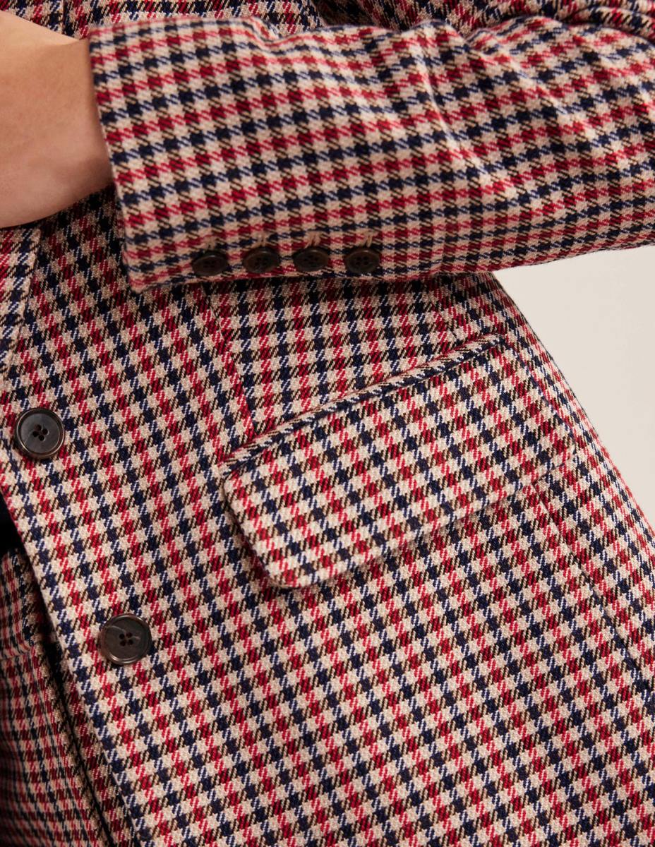 облекло Boden карираният блейзър в светъл стил червено, тъмносиньо и камилско каре Жени LL681091