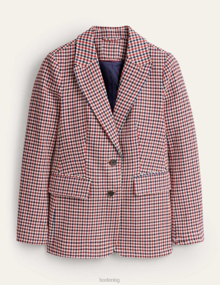 облекло Boden карираният блейзър в светъл стил червено, тъмносиньо и камилско каре Жени LL681091