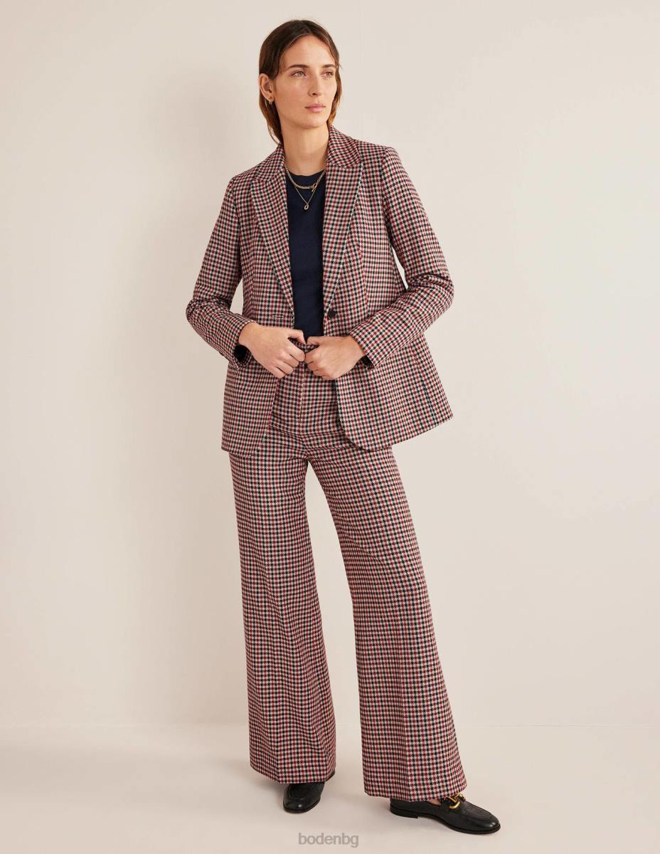 облекло Boden карираният блейзър в светъл стил червено, тъмносиньо и камилско каре Жени LL681091