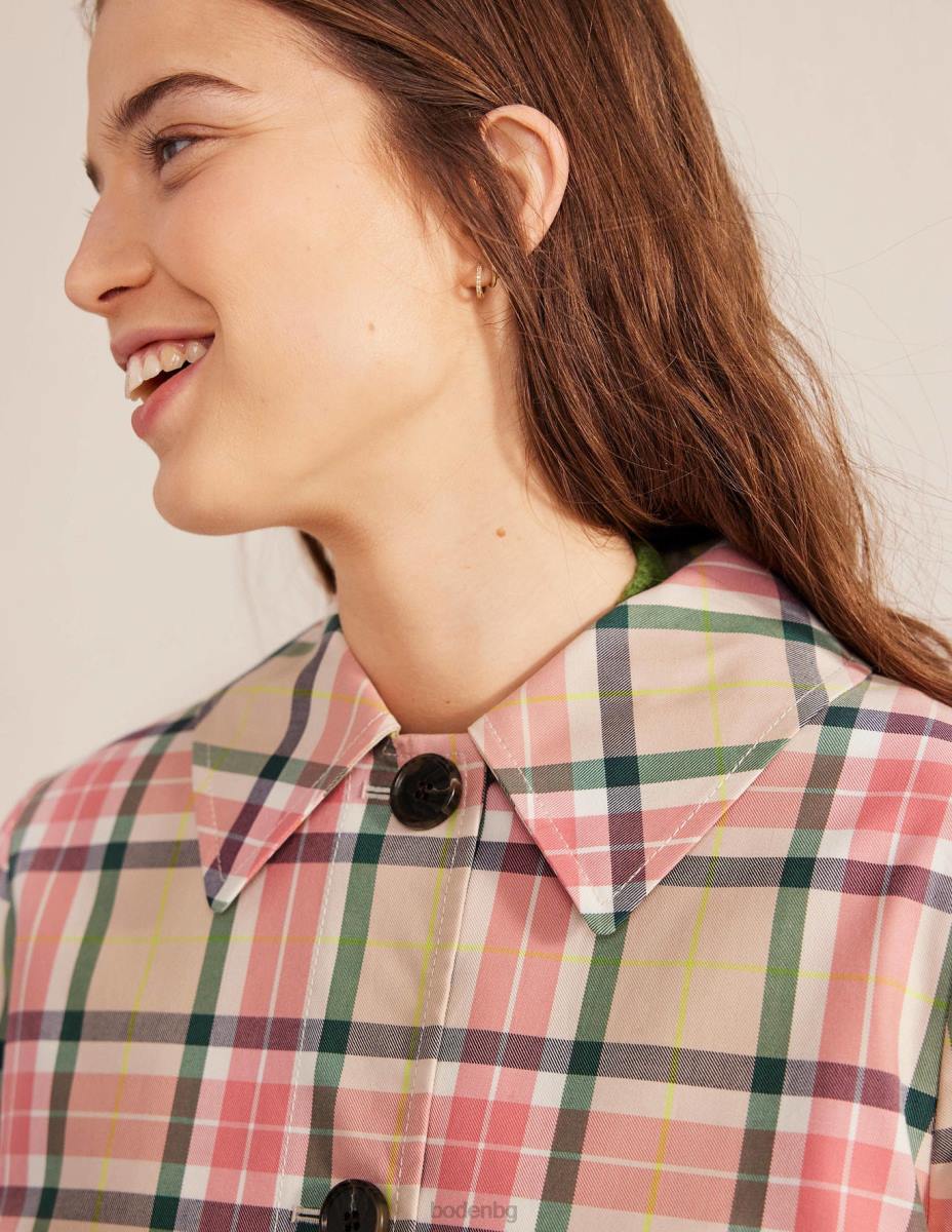 облекло Boden карирано памучно палто с яка проверка Жени LL681216