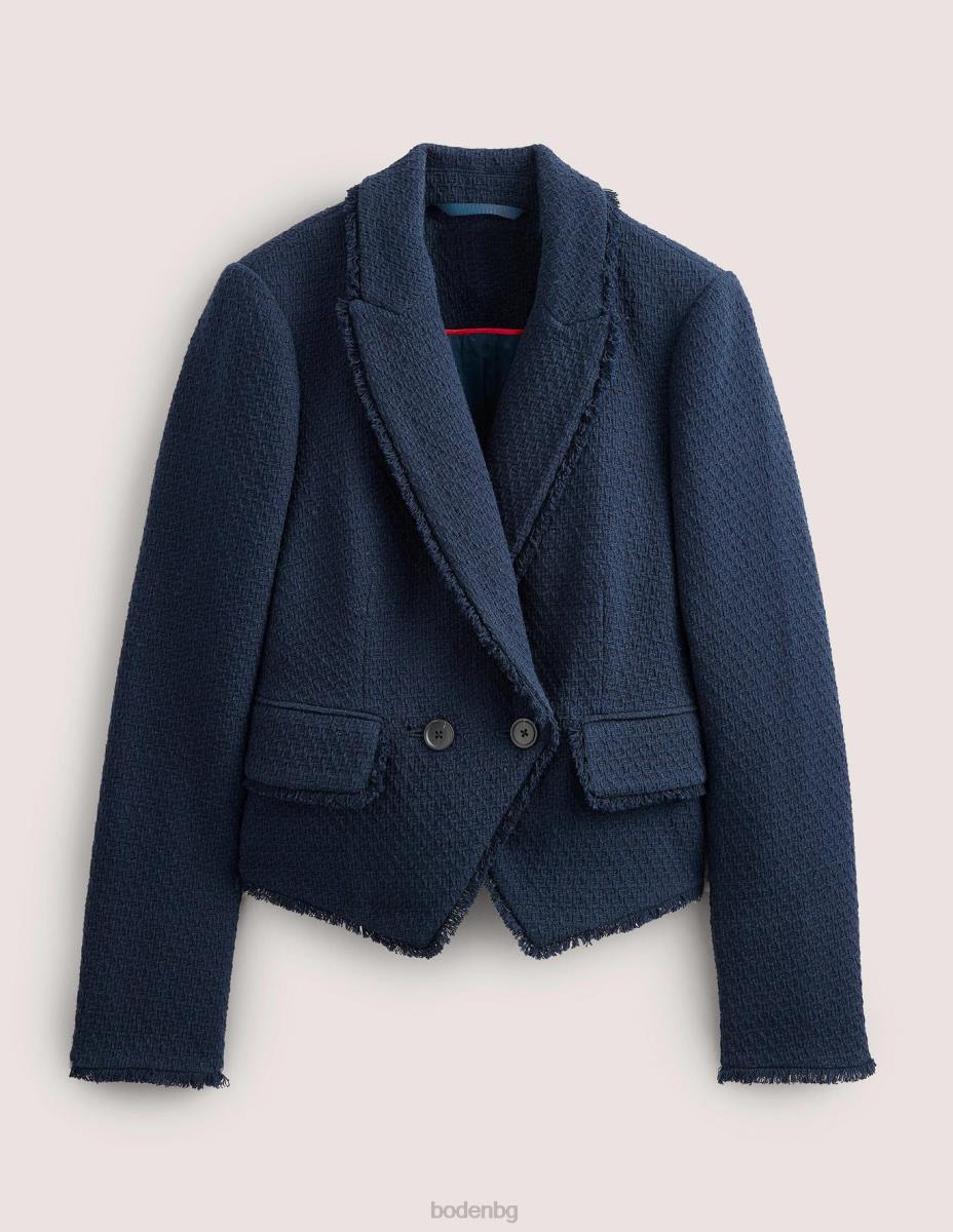 облекло Boden скъсеният памучен сако йорк военноморски флот Жени LL681302