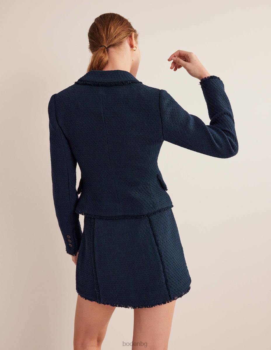 облекло Boden скъсеният памучен сако йорк военноморски флот Жени LL681302