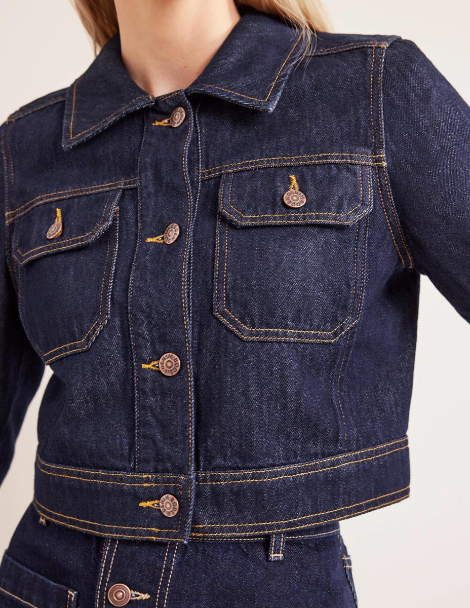 облекло Boden скъсено ежедневно памучно яке индиго Жени LL681379