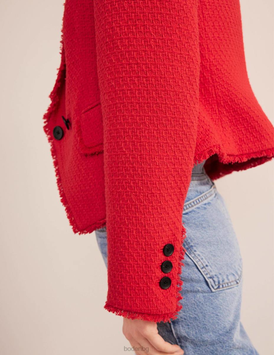 облекло Boden скъсеният памучен сако йорк ягодов тарт Жени LL681429