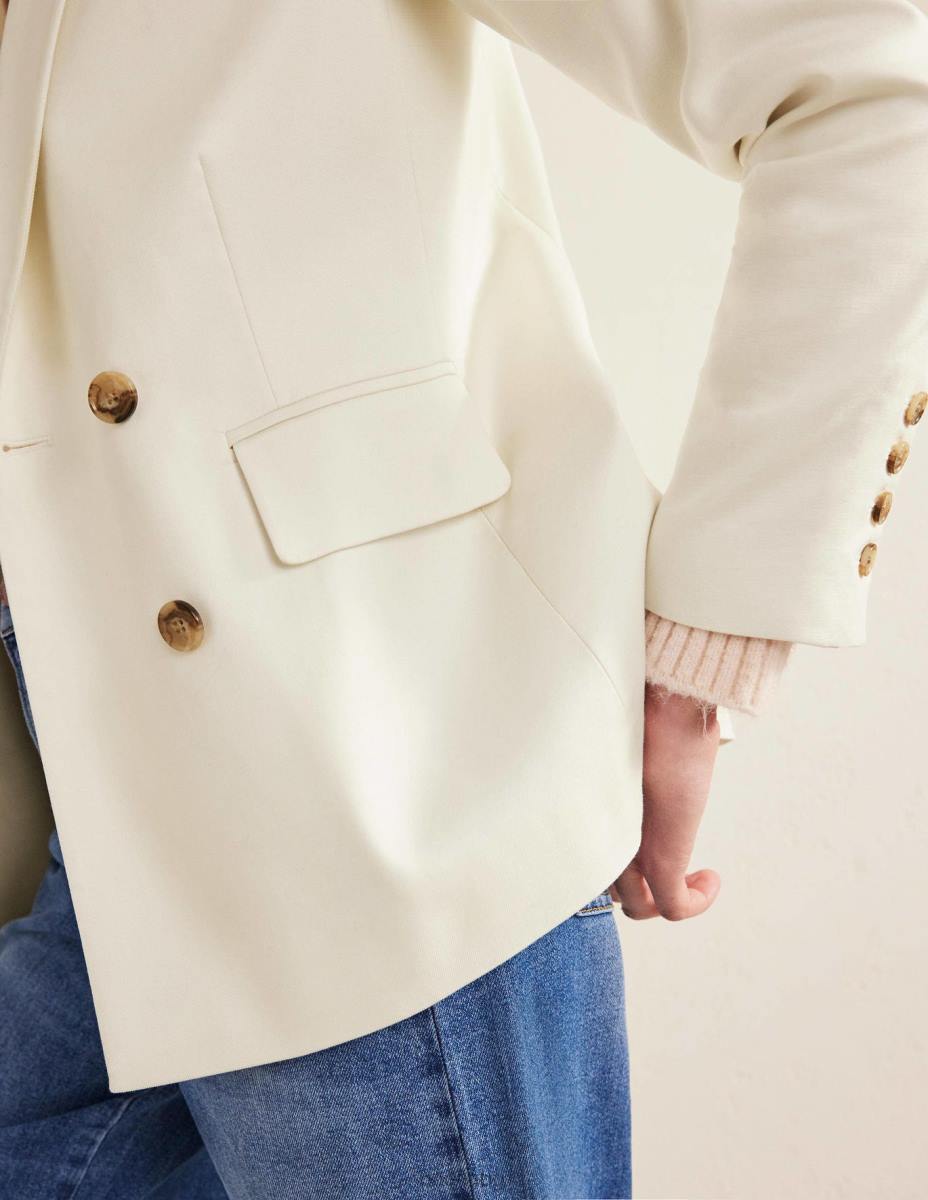 облекло Boden двуредно сако от кепър слонова кост Жени LL681465