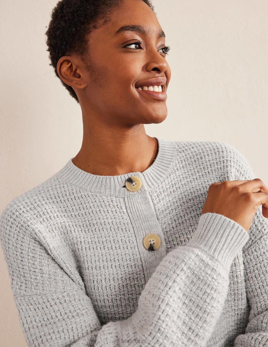 облекло Boden текстурирано плетено бомбър яке сребърен меланж Жени LL681545