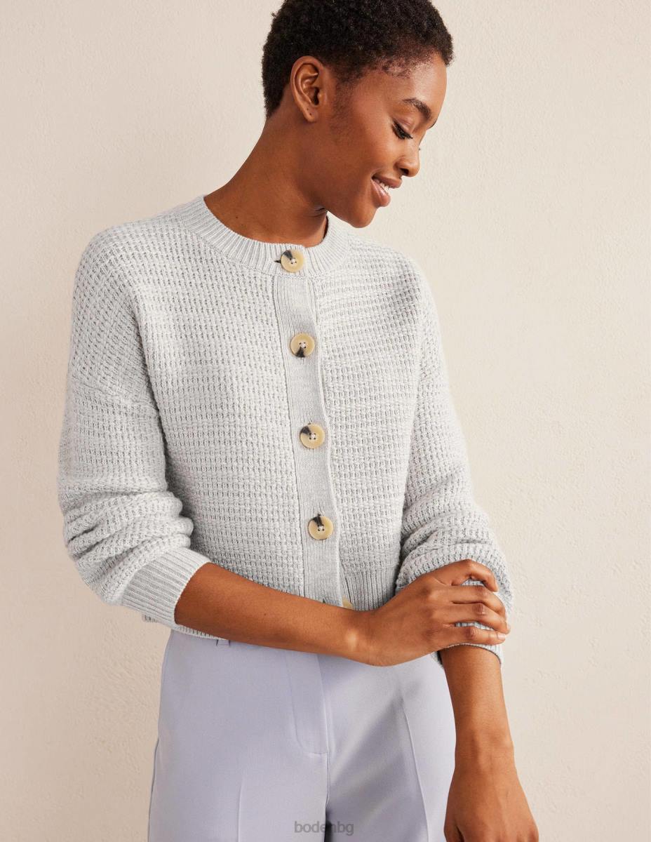 облекло Boden текстурирано плетено бомбър яке сребърен меланж Жени LL681545