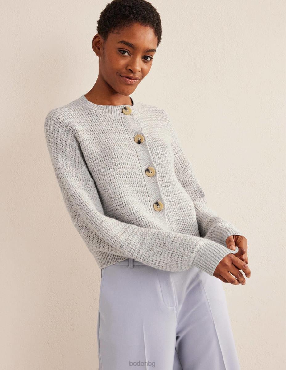 облекло Boden текстурирано плетено бомбър яке сребърен меланж Жени LL681545