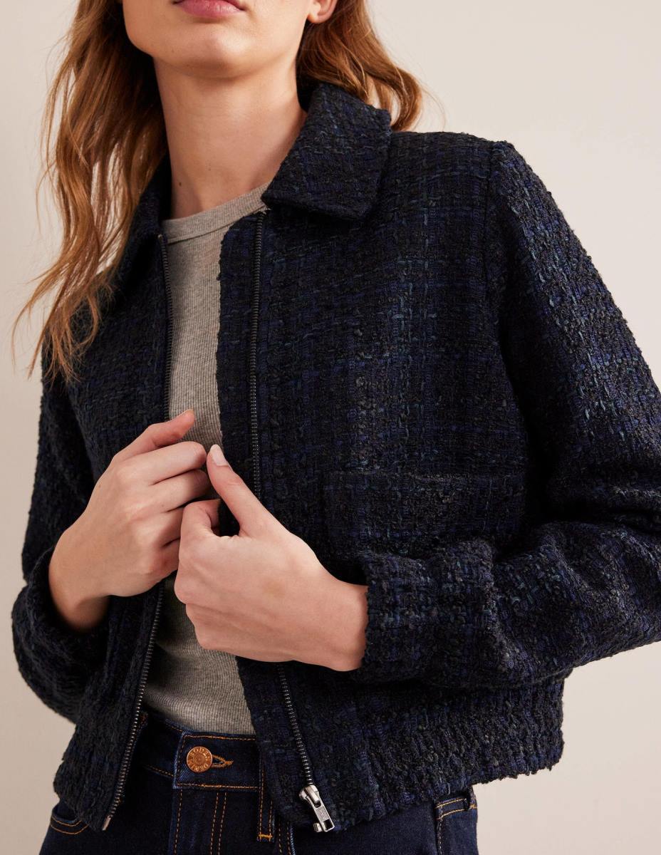 облекло Boden текстурирано яке с цип военноморски флот Жени LL681584