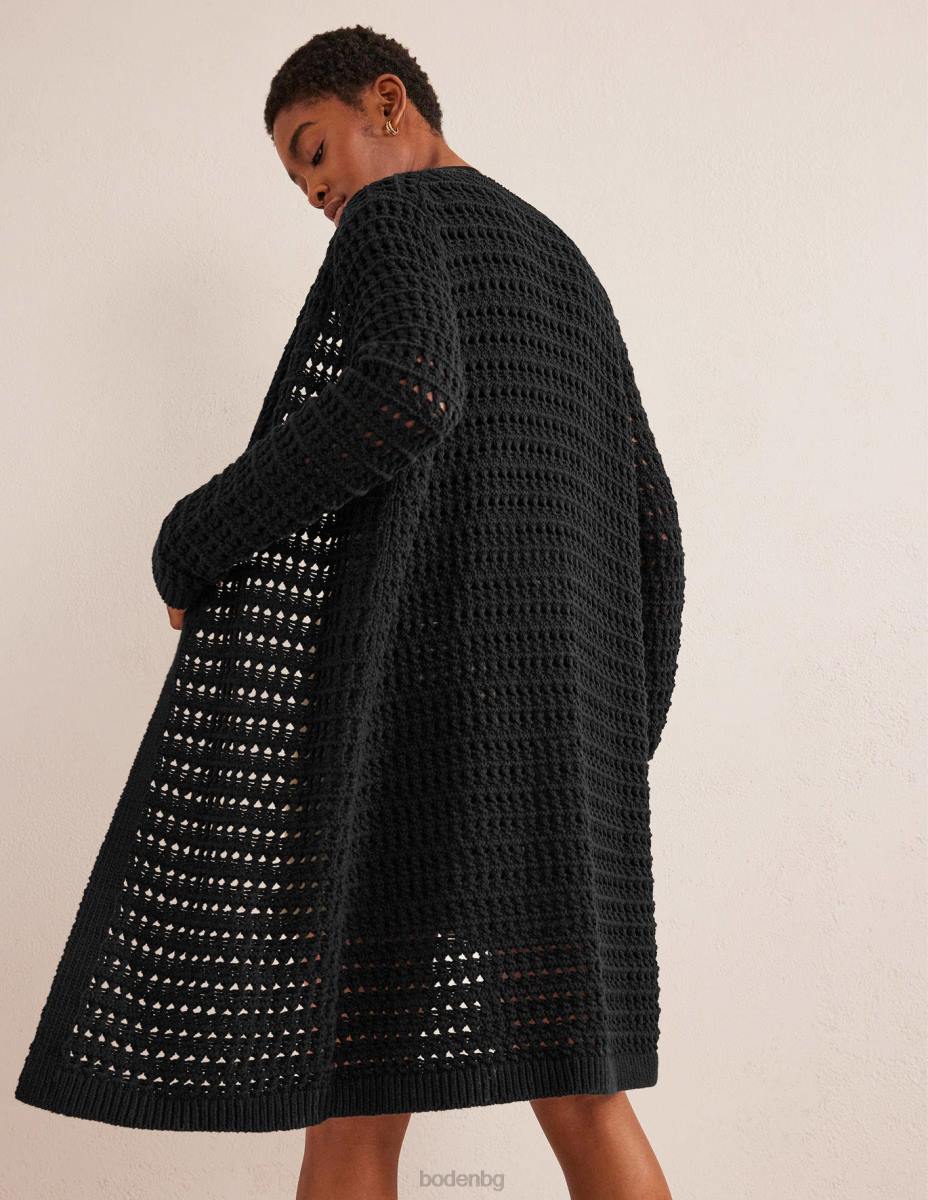 облекло Boden плетене на една кука палто черен Жени LL681592