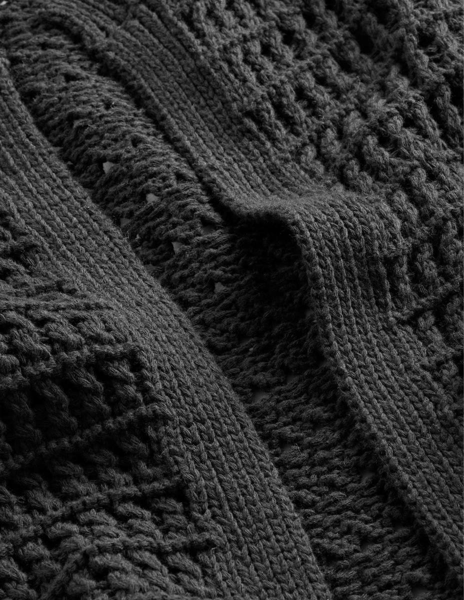 облекло Boden плетене на една кука палто черен Жени LL681592