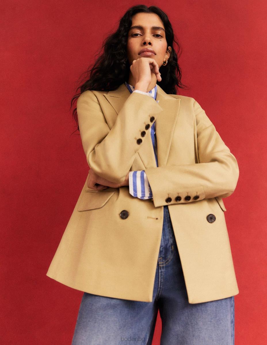 облекло Boden двуредно сако от кепър шисти зелено Жени LL681622