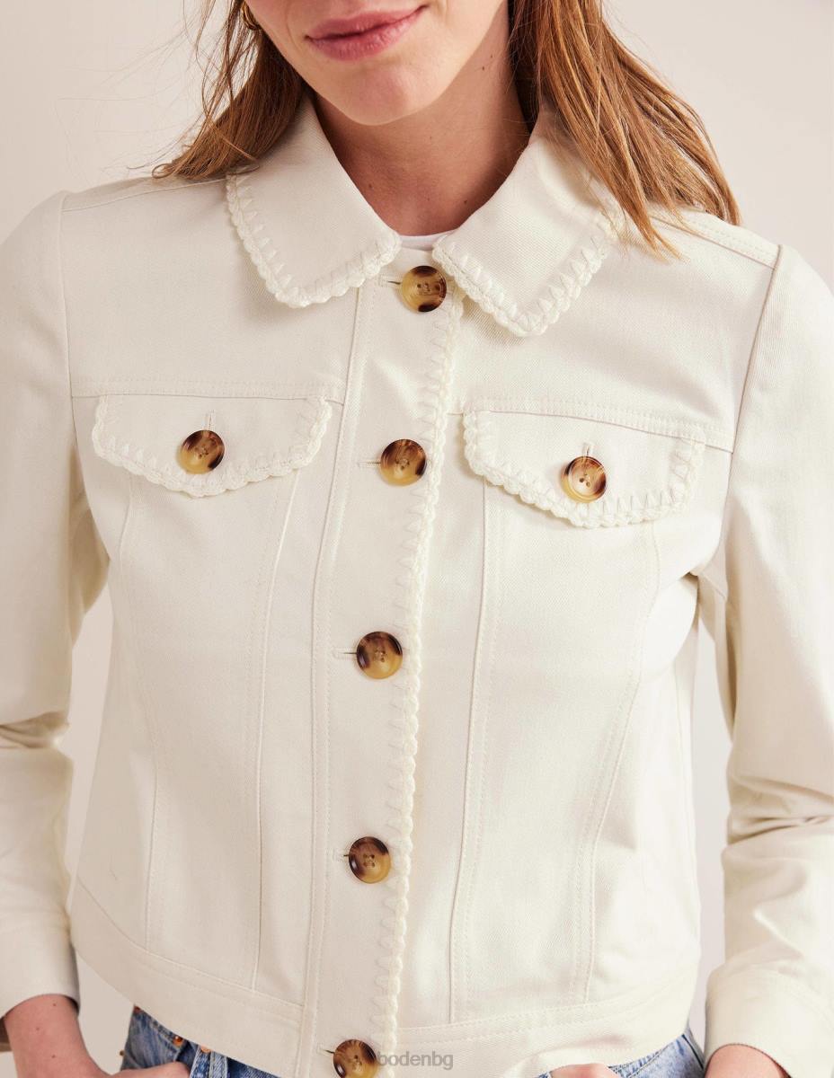 облекло Boden дънково яке с плетене на една кука екрю Жени LL681765