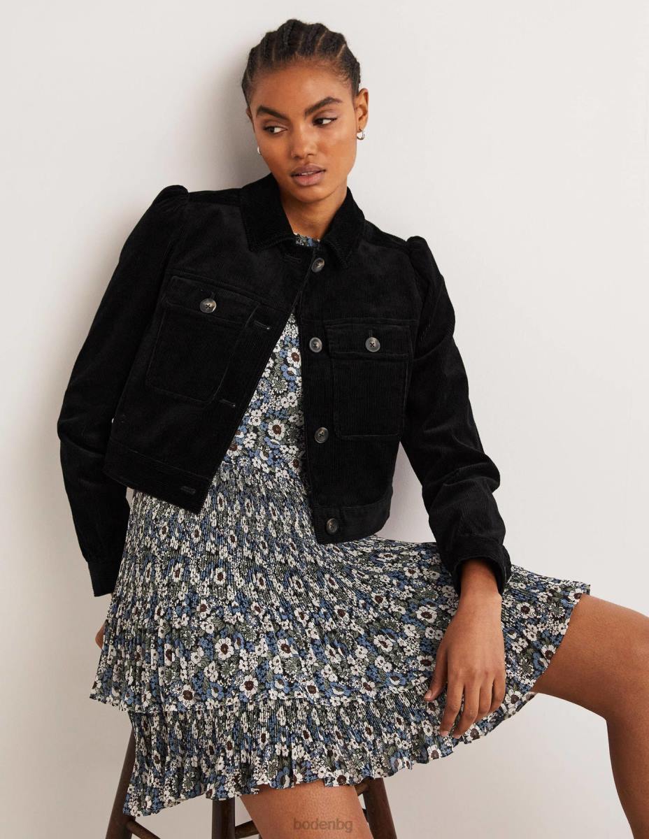 облекло Boden съкратено сако от шнур черен Жени LL681918