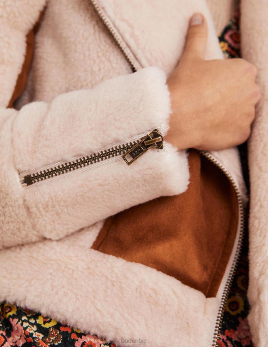 облекло Boden изкуствено байкърско яке остригана леска Жени LL681968