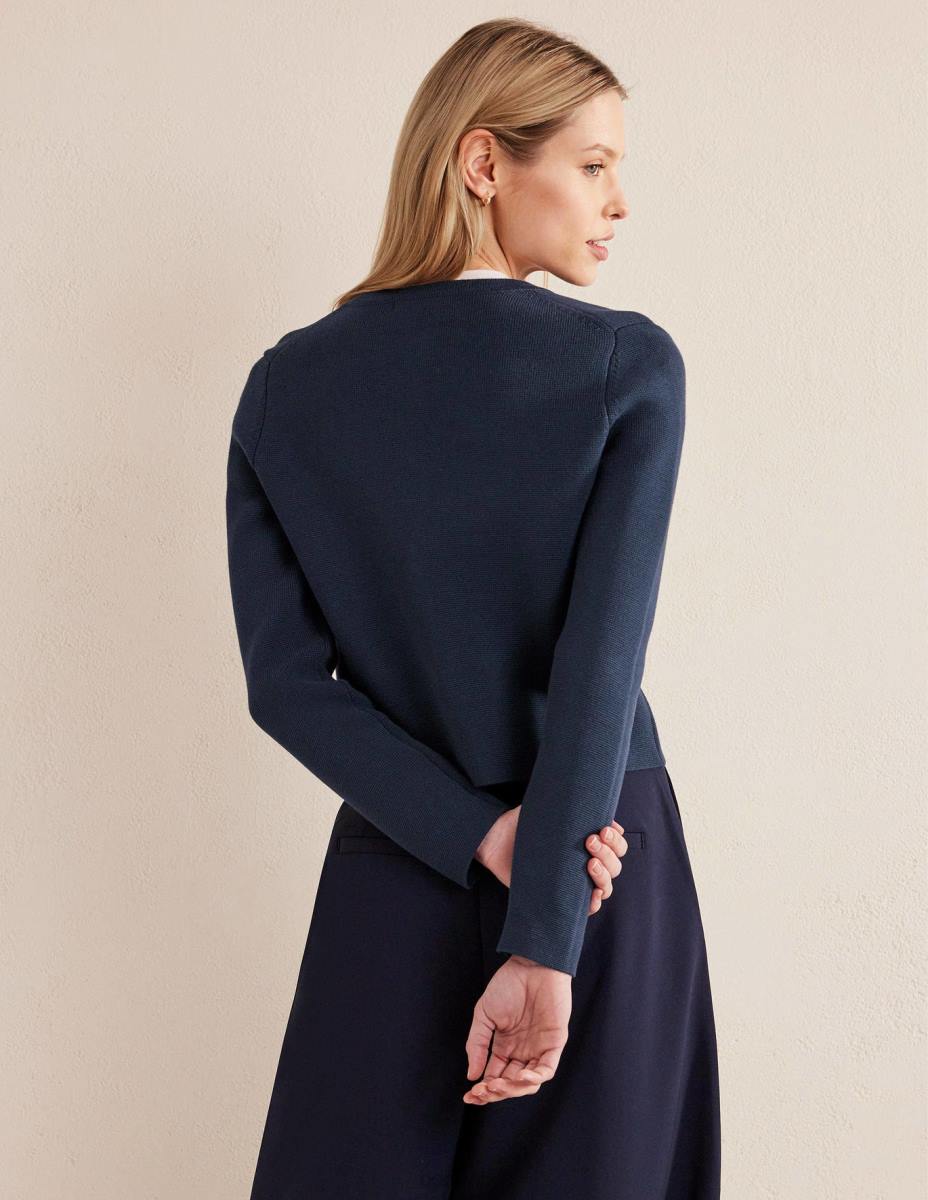 облекло Boden изрязано плетено яке военноморски флот Жени LL682479