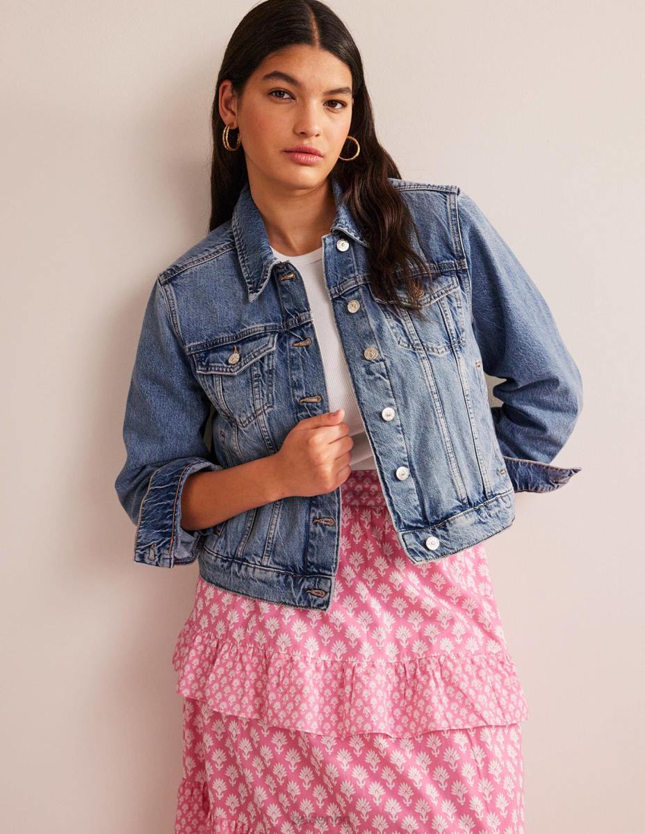 облекло Boden твърдо дънково яке средна реколта Жени LL68667